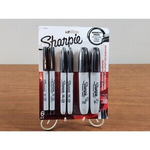 Sharpie 6 Ct. Permanent Markers  Fine ~ Ultra Fine ~ Chisel Black New Sealed